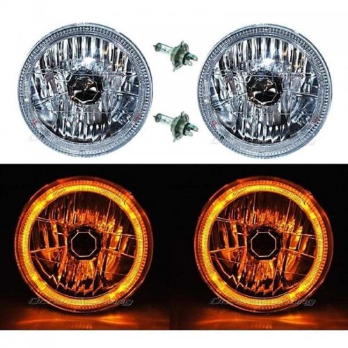 OCTANE LIGHTING 55 56 57 Chevy Halogen Amber Led Halo Headlight Headlamp H4 L...