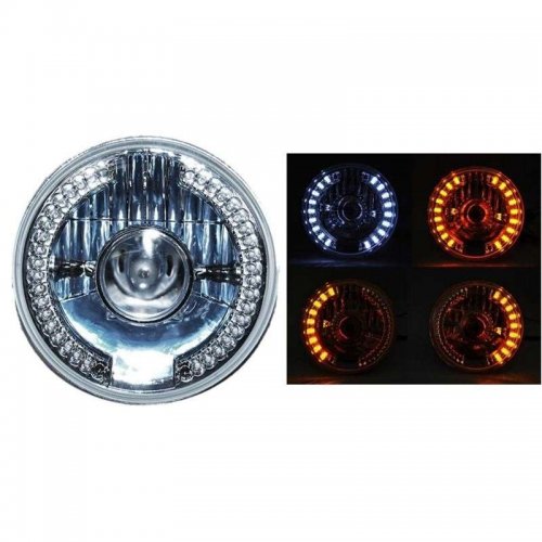 Universal 7" Round SMDx36 DRL White LED Projector Headlights with Signal