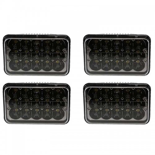 4X6" Black LED HID Light Bulbs Clear Sealed Beam Headlamp Headlight Set