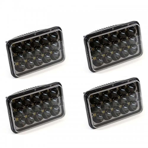 4X6" Black LED HID Light Bulbs Clear Sealed Beam Headlamp Headlight Set