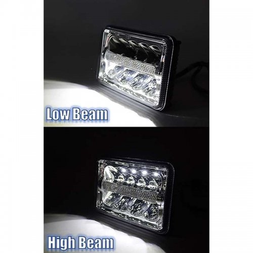 (1) 4X6" Chrome DRL LED HID Light Bulb Clear Sealed Beam Headlamp Headlight