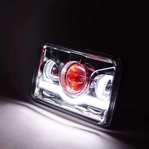 4X6" Chrome LED HID Light Bulb Crystal Clear Sealed Beam Headlamp Headlight Pair