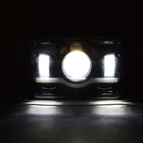 4X6" Black LED HID Light Bulbs Crystal Clear Sealed Beam Headlamp Headlight Pair