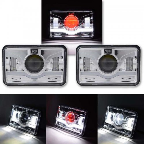 4X6" Chrome LED HID Light Bulb Crystal Clear Sealed Beam Headlamp Headlight Pair