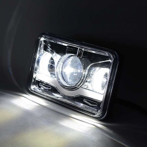 4X6" Chrome LED HID Light Bulb Crystal Clear Sealed Beam Headlamp Headlight Pair