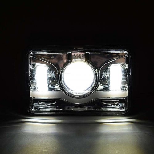 4X6" Chrome LED HID Light Bulb Crystal Clear Sealed Beam Headlamp Headlight Pair