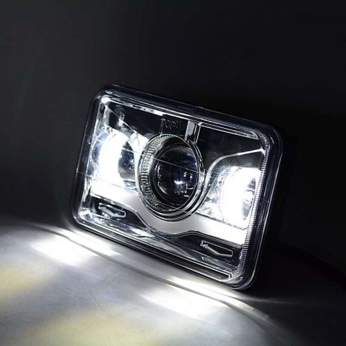 4X6" Chrome LED HID Light Bulb Crystal Clear Sealed Beam Headlamp Headlight Pair