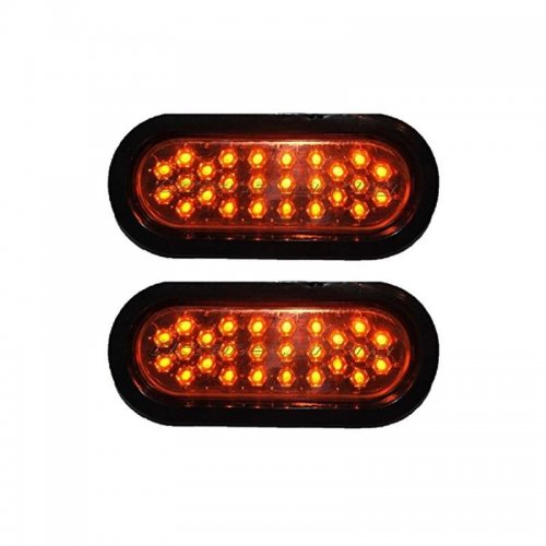 (2) 6 And Work Truck Box Trailer Rv Brake Tail Park Turn Signal Lights Amber 26-Led