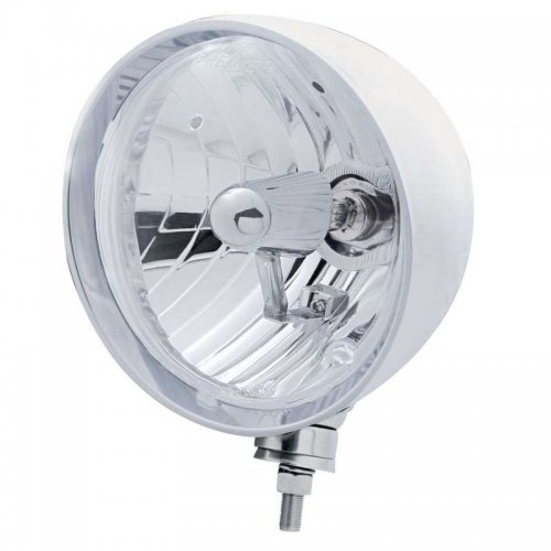 Stainless 7" "REBEL" Headlight - Crystal H4 Bulb | Headlight - Complete Kits
