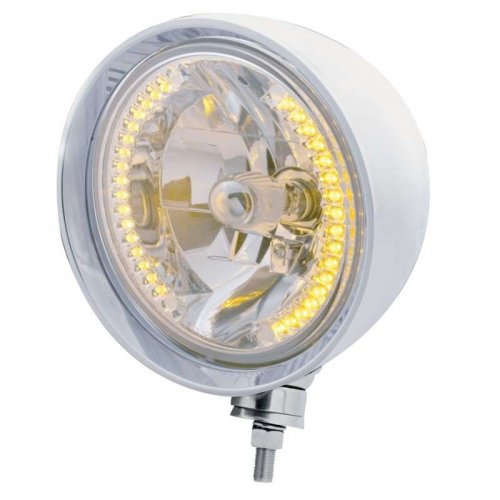 7" Stainless "REBEL" Headlight - 34 Amber LED H4 Bulb | Headlight - Complete Kits