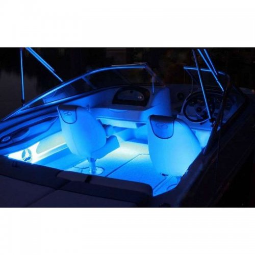 15Ft Blue LED Ambient Illuminate Mood Lighting Light Strip Black Backing Roll 5M