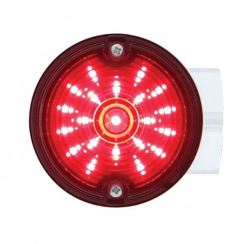 21 LED 3 1/4" Round Harley Signal Light w/ Housing - Red LED/Smoke Lens | Motorcycle Products