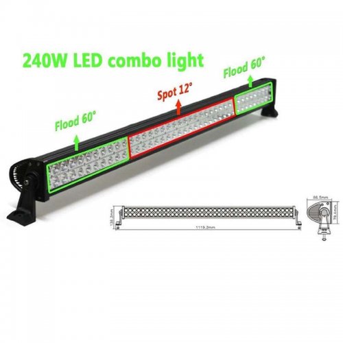 50" 300W White Dual Row 100-LED Spot Flood Light Bar Off Road Truck 21000 Lumens