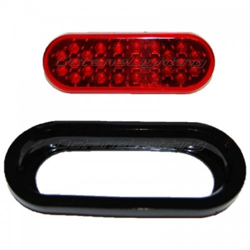 6" OVAL 26-RED LED PANEL WITH BLACK GROMMET TRAILER LIGHT