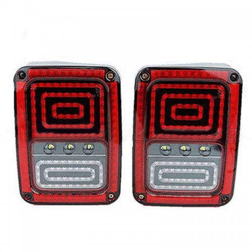 07-17 Jeep Wrangler LED Tail Turn Signal Brake Reverse Light Lens Assembly Pair