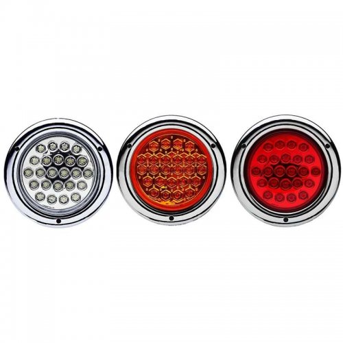 4" Round Brake Tail Light Turn Signal Reverse Red Amber White Led Light 6pc-Set