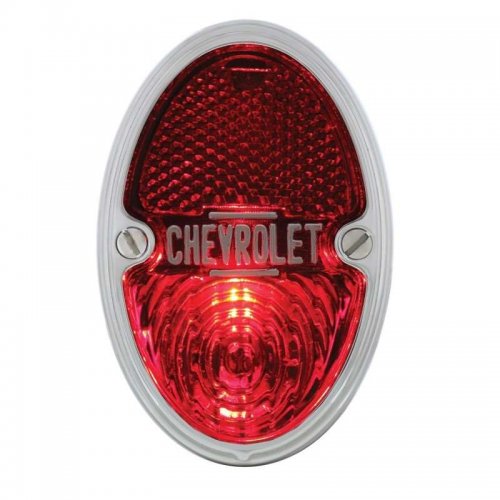 1933 - 35 Chevy Incandescent Tail Light Assembly with Chrome Rim - Passenger/Right Hand | Complete Incandescent Tail Lights