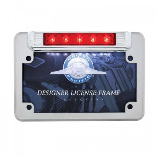 5 Red LED Motorcycle License Plate Frame - 3rd Brake Light | Motorcycle Products