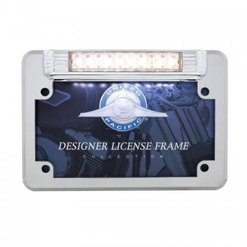 8 White LED Motorcycle License Plate Frame - Back-Up Light | Motorcycle Products