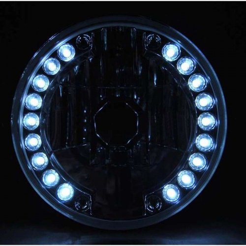 7" Halogen Motorcycle Headlight White LED Halo Angel Eye Turn Signal Light Bulb