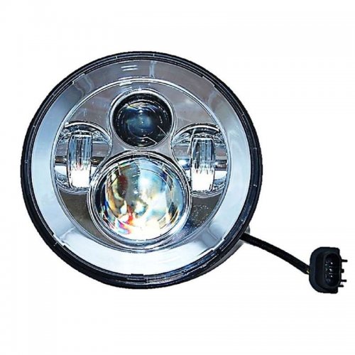 7" Motorcycle Chrome Projector Octane LED Light Bulb Headlight Bucket Assembly