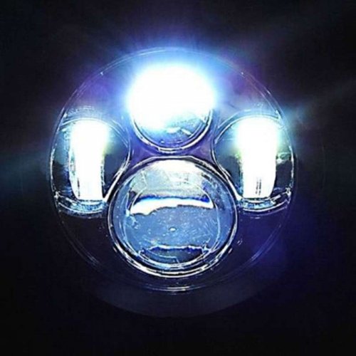 7" Motorcycle Chrome Projector Octane LED Light Bulb Headlight Bucket Assembly