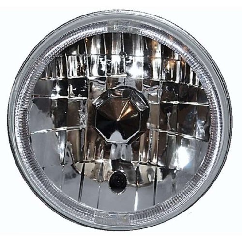 7" Halogen LED Blue Halo Angel Eye Headlight Head Lamp H4 Light Bulb Motorcycle