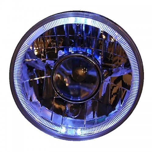 7" Halogen Motorcycle White LED Halo Ring Sw H4 Projector Headlight For: Harley