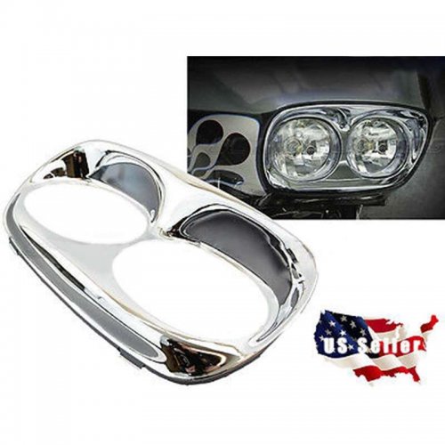 Chrome Dual Headlight Fairing Trim Bezel Scowl Cover Harley Davidson Road Glide