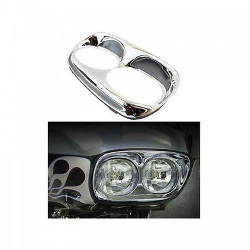 Chrome Dual Headlight Fairing Trim Bezel Scowl Cover Harley Davidson Road Glide