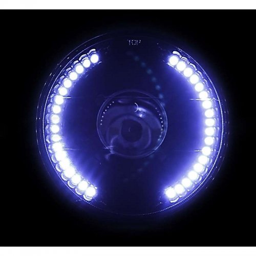 7" Motorcycle White LED Angel Eye Halo Headlight Turn Signal Light Bulb: Harley