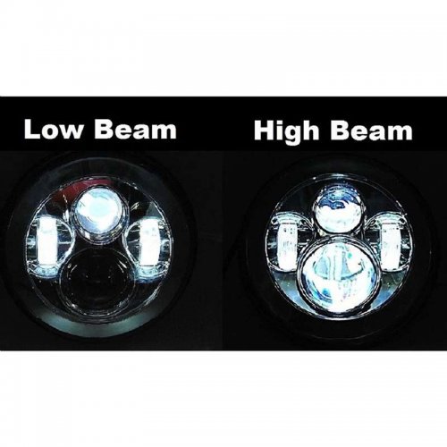 7" Motorcycle Chrome Projector Octane HID LED Light Bulb Headlight For Harley