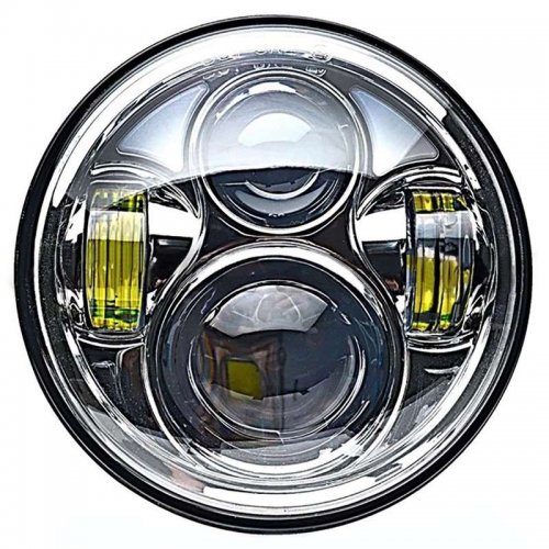 5-3/4 Motorcycle Chrome Projector Octane DRL LED Light Bulb Headlight 4 Harley