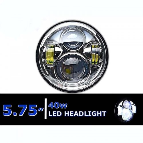 5-3/4 Motorcycle Chrome Projector Octane DRL LED Light Bulb Headlight 4 Harley