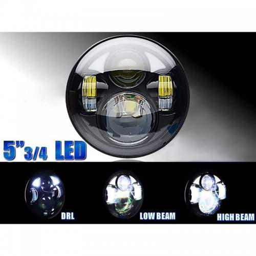 5-3/4" Motorcycle Black Projector Octane DRL LED Light Bulb Headlight 4 Harley