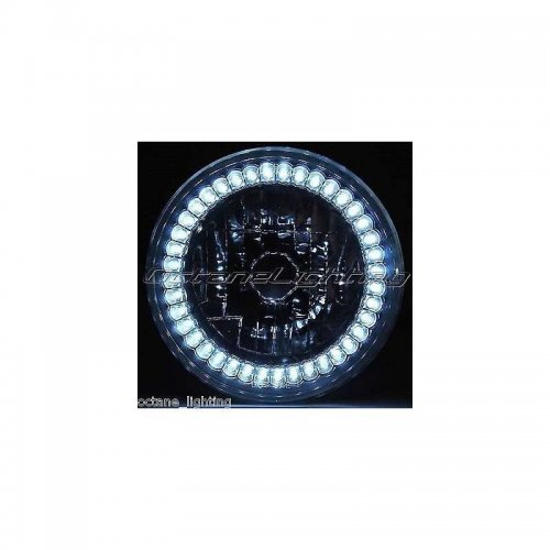 5-3/4 And Motorcycle Halogen Headlight Light Bulb Crystal White Led Halo Angel Eye