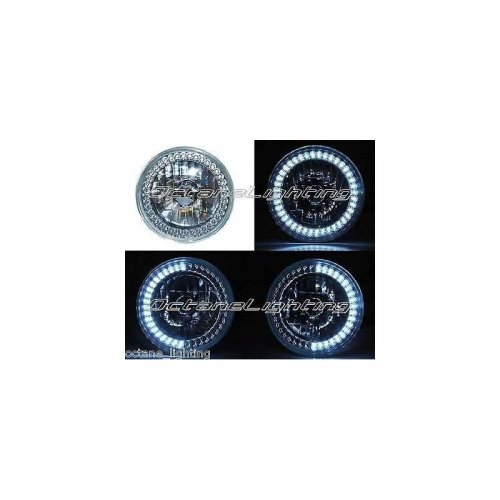 5-3/4 And Motorcycle Halogen Headlight Light Bulb Crystal White Led Halo Angel Eye