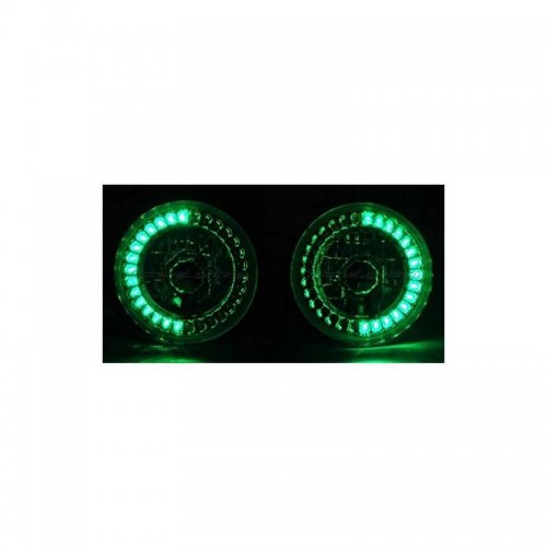 5-3/4 And Motorcycle Halogen Headlight Light Bulb Crystal Green Led Halo Angel Eye