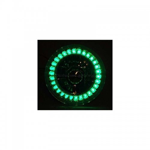 5-3/4 Green Led Angel Eye Motorcycle Halo H4 Headlight Blinker Turn Signal Light