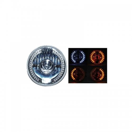 7 And Motorcycle Projector White Led Halo Amber Turn Signal Headlight Fits: Harley