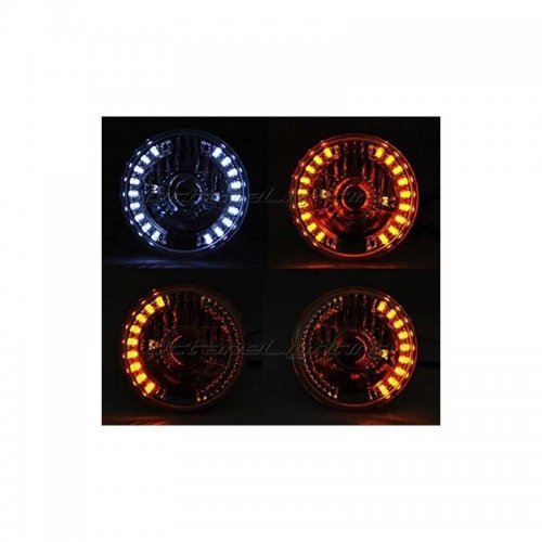 7 And Motorcycle Projector White Led Halo Amber Turn Signal Headlight Fits: Harley