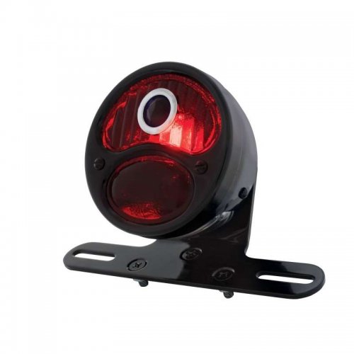 "DUO Lamp" Motorcycle Rear Fender Tail Light w/ Red Glass Lens / Blue Dot | Motorcycle Products