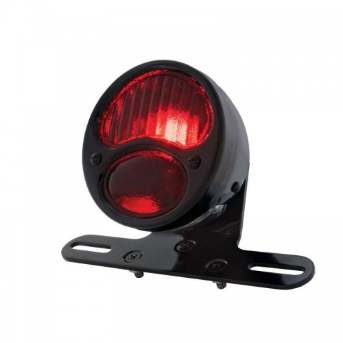 "DUO Lamp" Motorcycle Rear Fender Tail Light w/ Red Glass Lens | Motorcycle Products