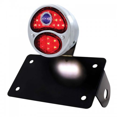 LED 1928 Ford "DUO Lamp" w/ Blue Dot Tail Light - Horizontal w/ Stainless Rim/Stainless Housing | Motorcycle Products