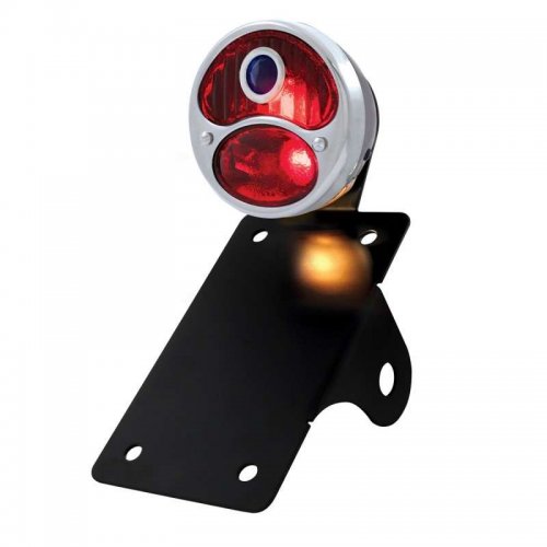 1928 Ford "DUO Lamp" w/ Blue Dot Tail Light - Vertical w/ Stainless Rim/Black Housing | Motorcycle Products