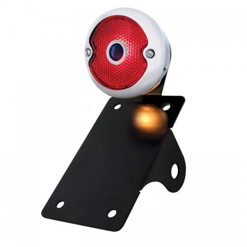 1933 Ford w/ Blue Dot Tail Light - Vertical w/ Stainless Rim/Stainless Housing | Motorcycle Products