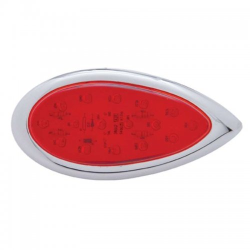 16 LED "Teardrop" Clearance/Marker Light w/ Bezel - Red LED/Red Lens | Clearance Marker Lights