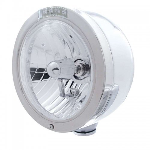 "BULLET" Half-Moon Headlight - Crystal H4 Bulb w/ Amber LED/Clear Lens | Headlight - Complete Kits