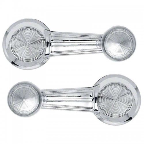 67-81 Gm Interior Chrome Window Crank Handles - Clear Knob - Pair