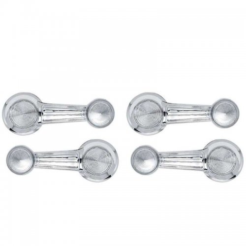 67-81 Gm Interior Chrome Window Crank Handles - Clear Knob - Set Of 4